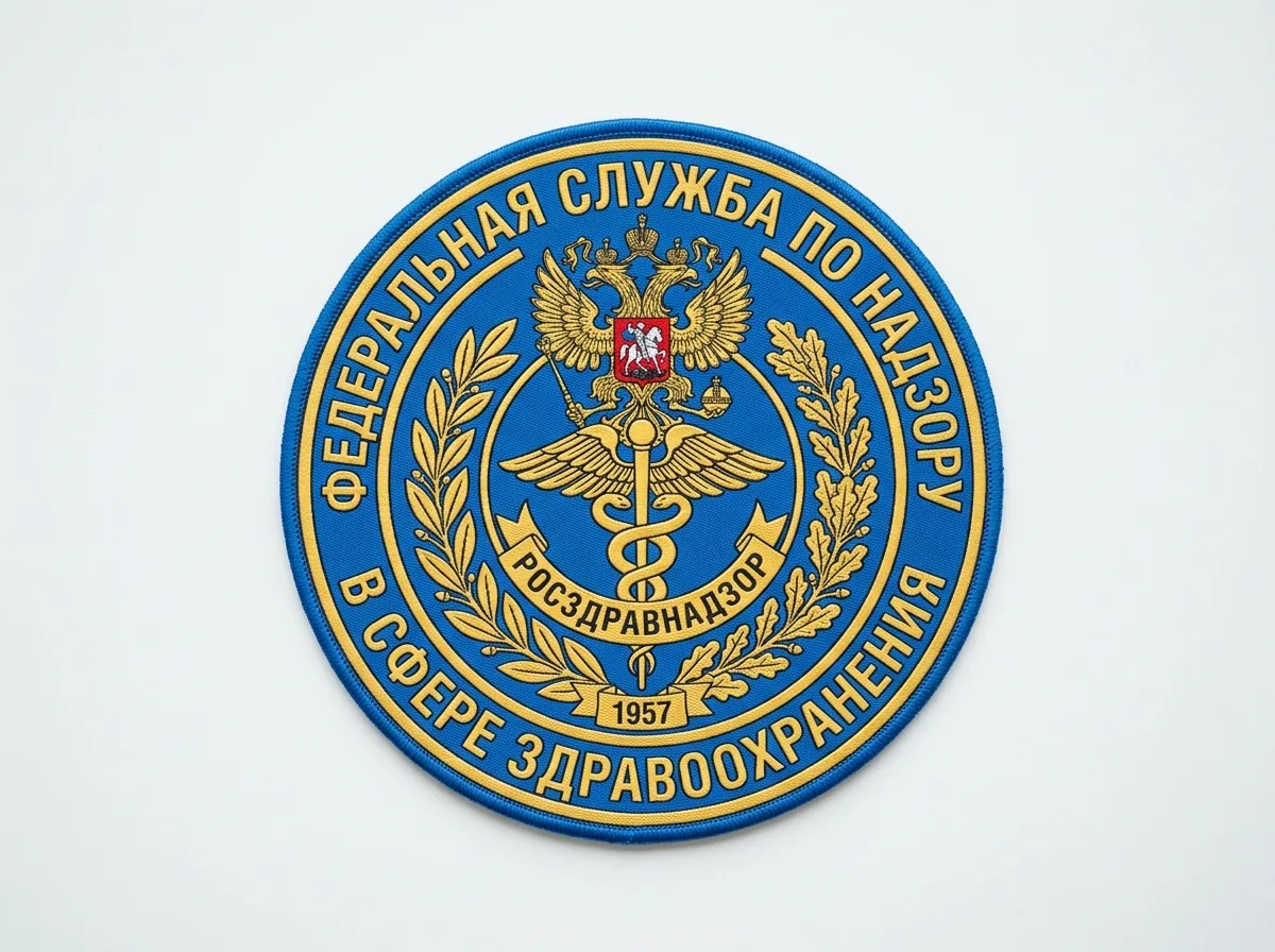 Логотип Росздравнадзора — федеральный надзорный орган в сфере здравоохранения РФ, официальная символика на белом фоне